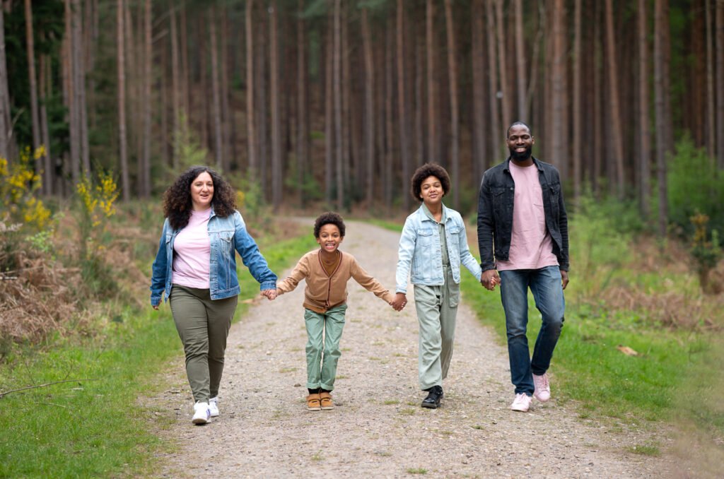 Family of 4 in the woods Family of 4 in the woods